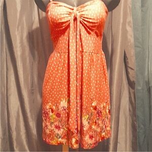 No Boundaries removable straps Polka Dot Dress - Orange Floral